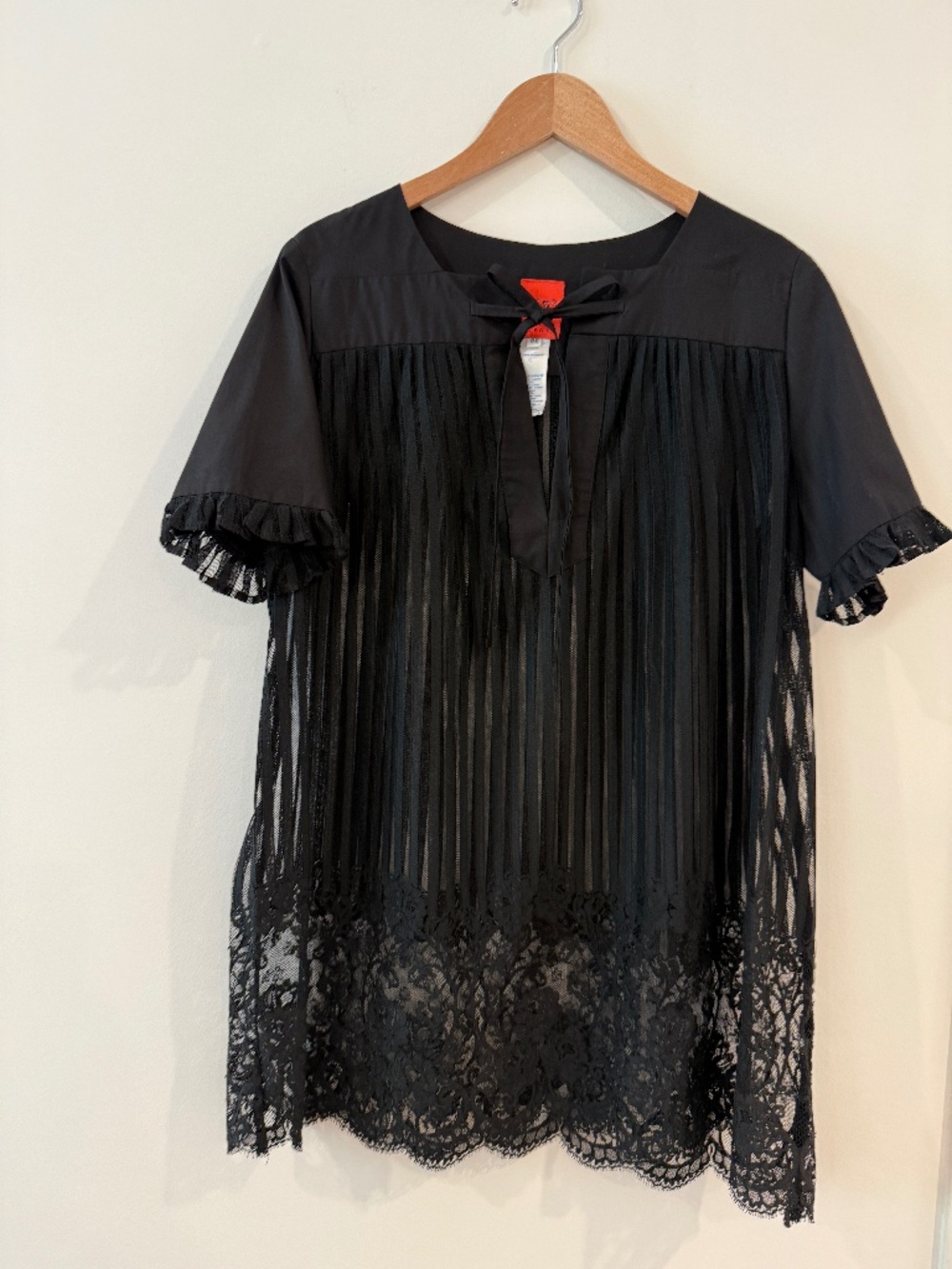 Vintage Bazar by Christian Lacroix black see-thru lacy blouse, made France, EU38